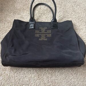 Black Tory Burch Tote Bag with Studded Logo